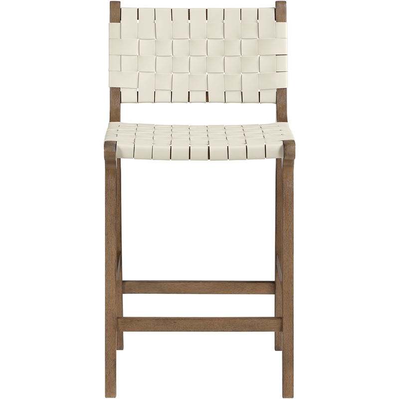 Meridian Furniture Entwine Cream Vegan Leather Upholstered Counter Stool