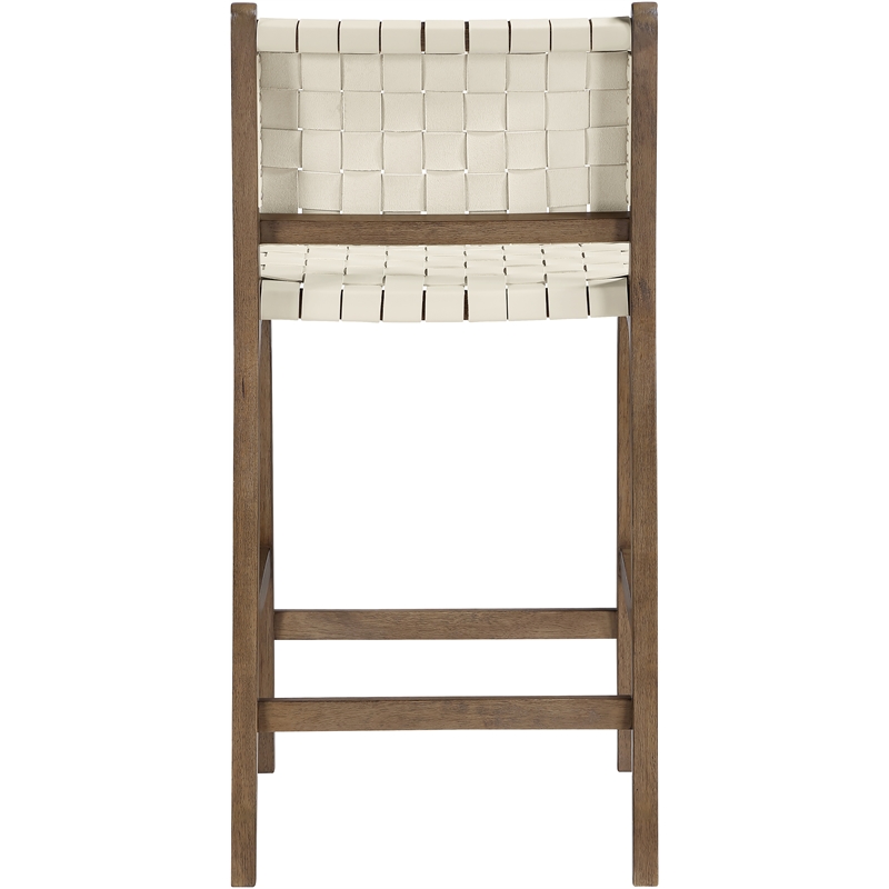 Meridian Furniture Entwine Cream Vegan Leather Upholstered Counter Stool