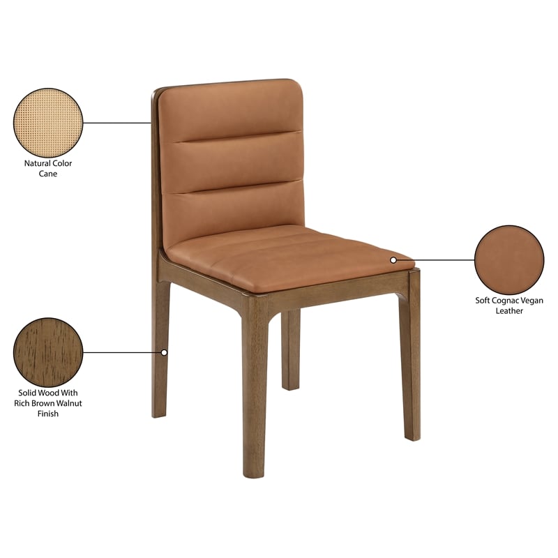Meridian Furniture Ellis Cognac Vegan Leather Dining Chair (Set of 2)
