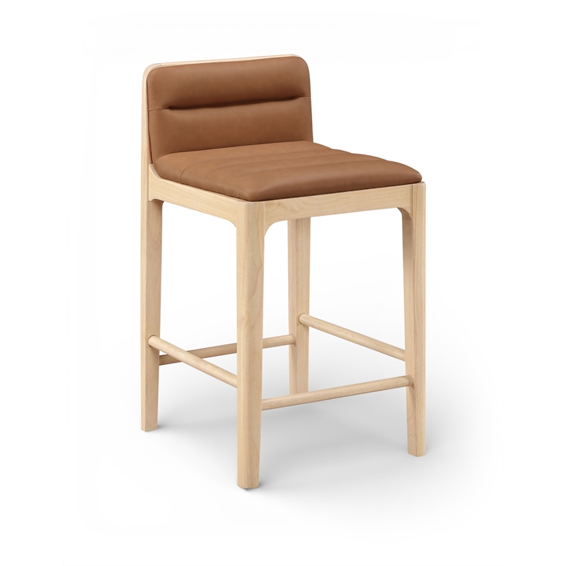 Meridian Furniture Ellis Cognac Vegan Leather Counter Stool (Set of 2)