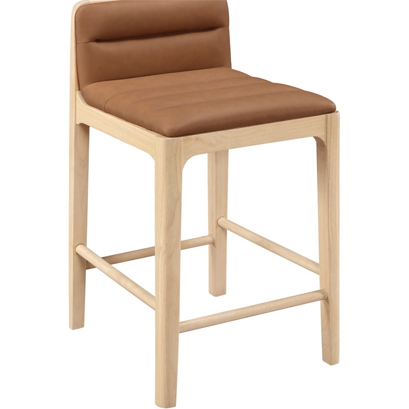 Meridian Furniture Ellis Cognac Vegan Leather Counter Stool (Set of 2)