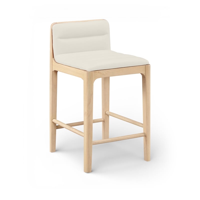 Meridian Furniture Ellis Cream Vegan Leather Counter Stool (Set of 2)