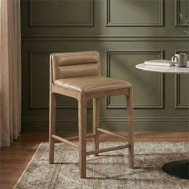 Meridian Furniture Ellis Tan Vegan Leather Counter Stool (Set of 2)