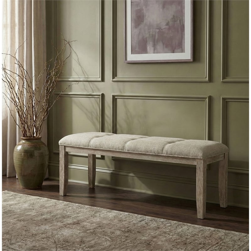 Meridian Furniture Ananda Beige Fabric Upholstered Bench