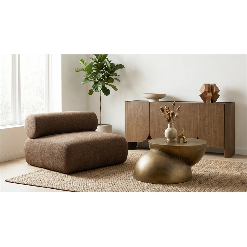 Meridian Furniture Bale Brown Chenille Fabric Upholstered Modular Armless Chair
