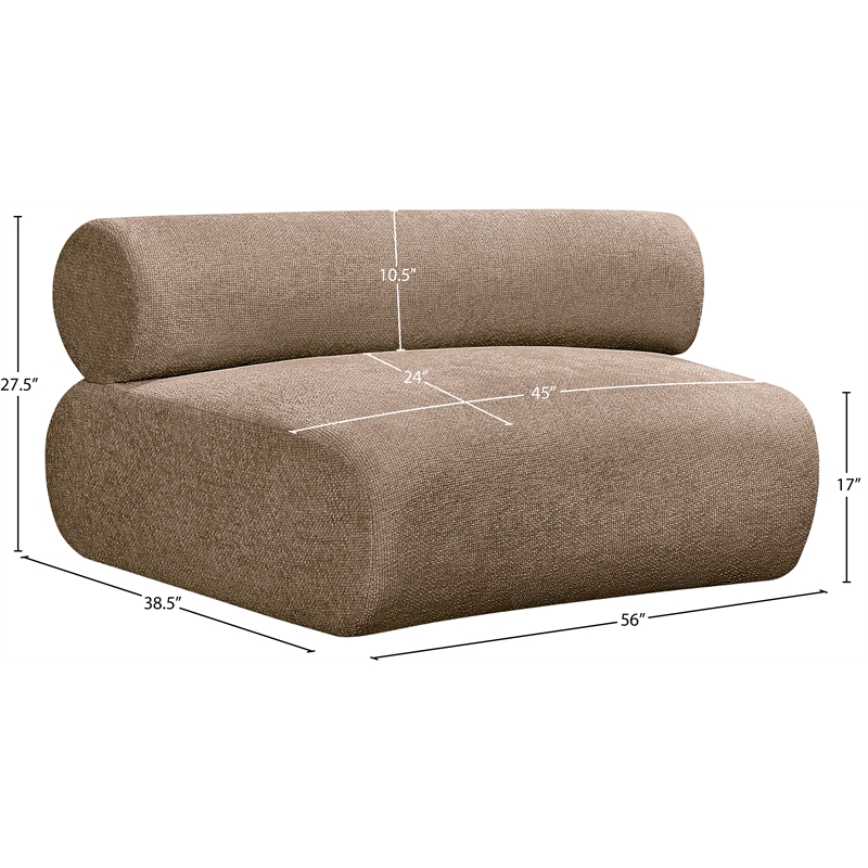 Meridian Furniture Bale Brown Chenille Fabric Upholstered Modular Armless Chair