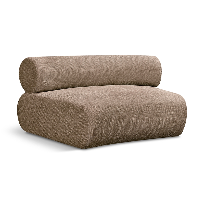 Meridian Furniture Bale Brown Chenille Fabric Upholstered Modular Armless Chair