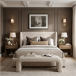 Meridian Furniture Aurin Beige Linen Textured Fabric Upholstered King Bed
