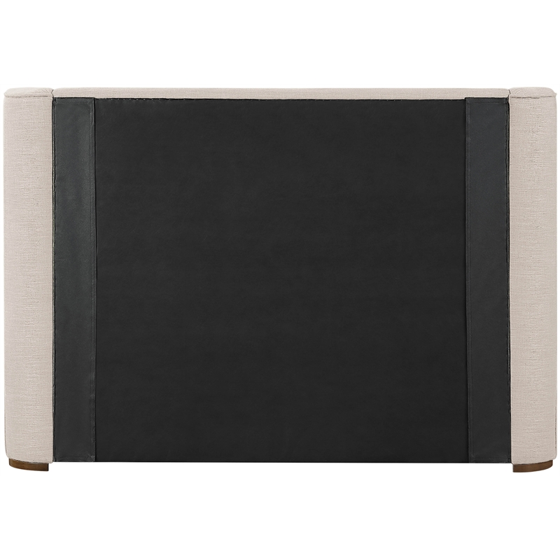 Meridian Furniture Aurin Beige Linen Textured Fabric Upholstered Queen Bed