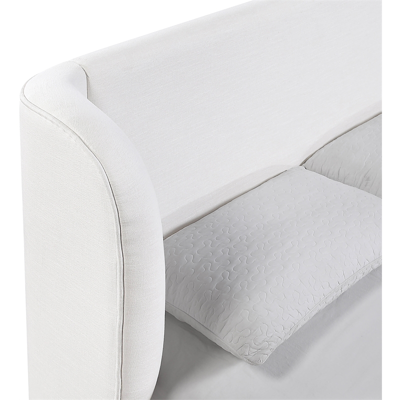 Meridian Furniture Aurin Cream Linen Textured Fabric Upholstered Queen Bed