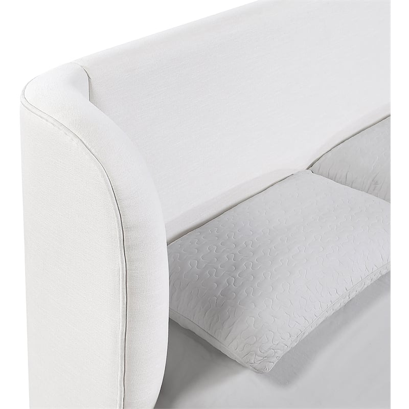 Meridian Furniture Aurin Cream Linen Textured Fabric Upholstered King Bed