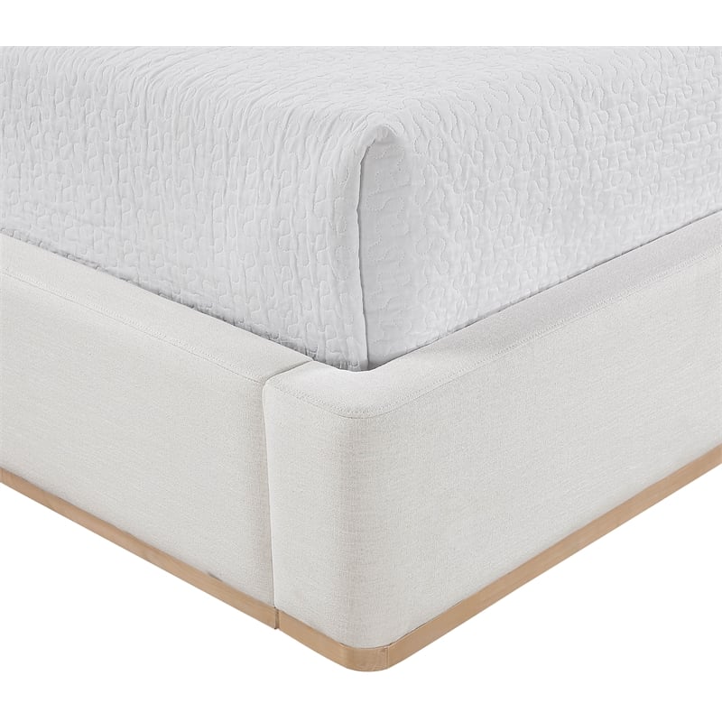 Meridian Furniture Aurin Cream Linen Textured Fabric Upholstered King Bed