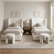 Meridian Furniture Aurin Cream Linen Textured Fabric Upholstered Twin Bed