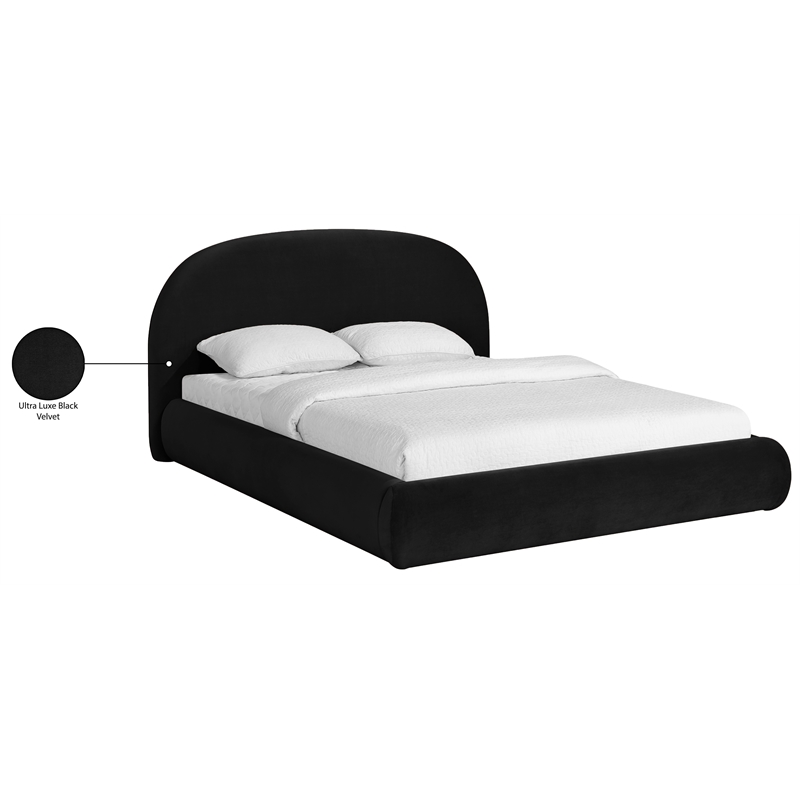Meridian Furniture Celine Black Velvet Upholstered Queen Bed