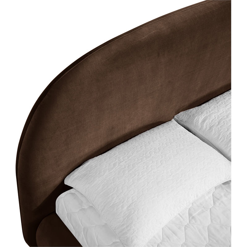 Meridian Furniture Celine Brown Velvet Upholstered Queen Bed