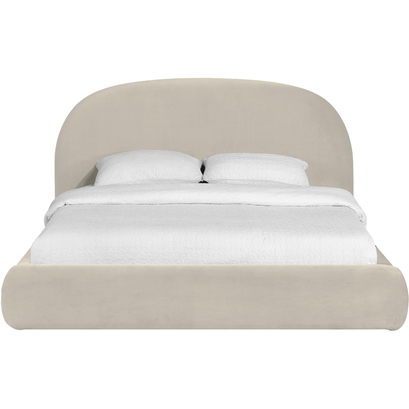 Meridian Furniture Celine Cream Velvet Upholstered Full Bed