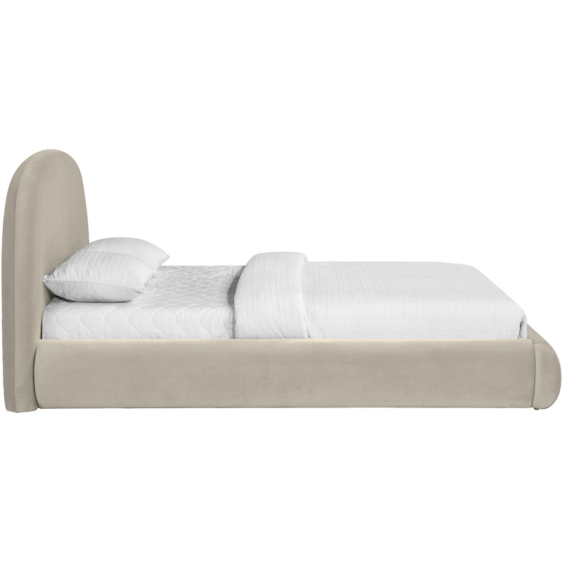 Meridian Furniture Celine Cream Velvet Upholstered Queen Bed