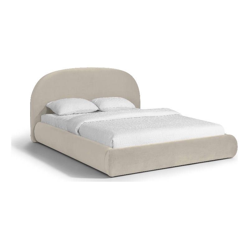 Meridian Furniture Celine Cream Velvet Upholstered Queen Bed