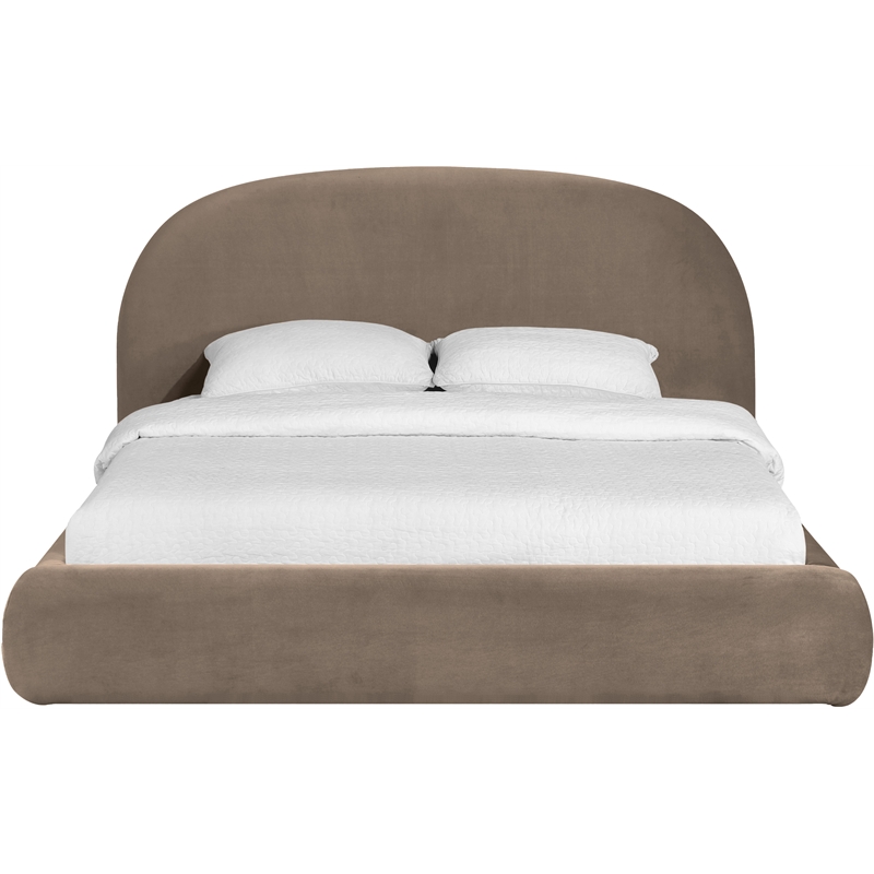 Meridian Furniture Celine Taupe Velvet Upholstered Queen Bed