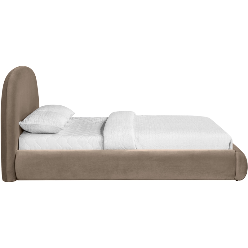 Meridian Furniture Celine Taupe Velvet Upholstered Queen Bed
