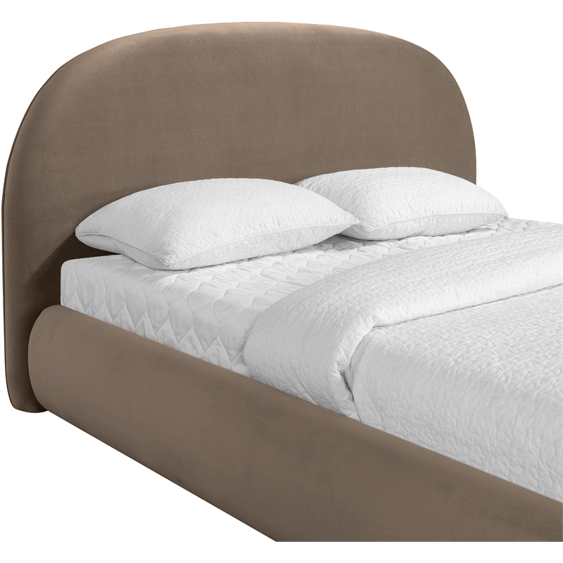 Meridian Furniture Celine Taupe Velvet Upholstered Queen Bed