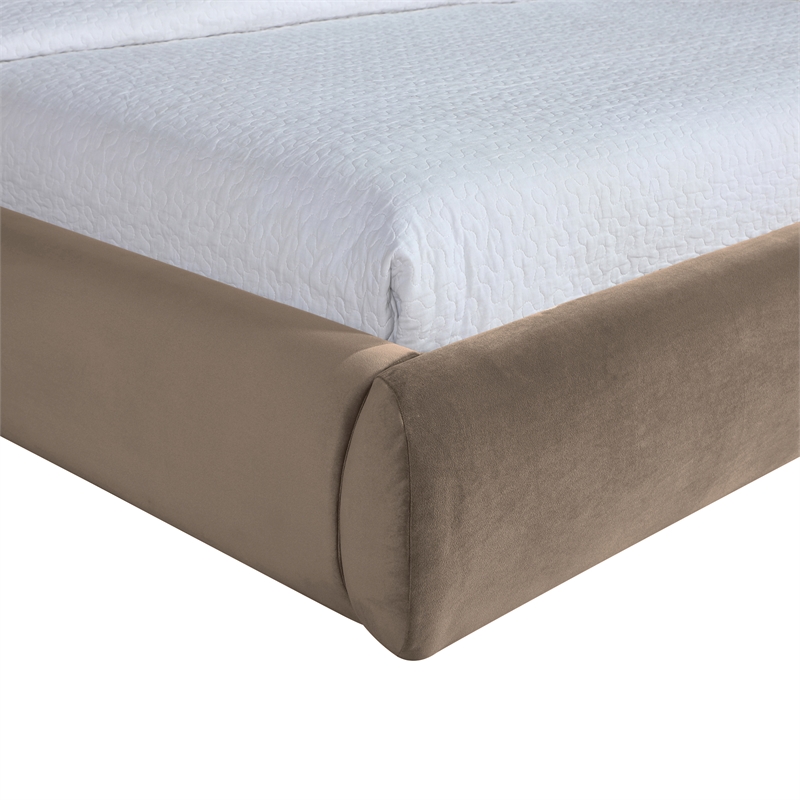 Meridian Furniture Celine Taupe Velvet Upholstered Queen Bed