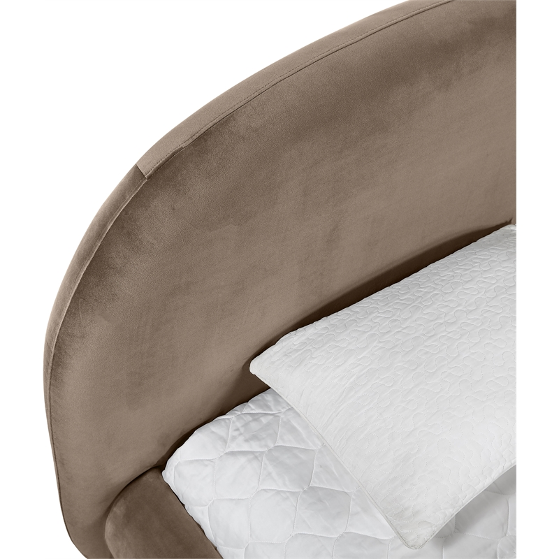 Meridian Furniture Celine Taupe Velvet Upholstered Twin Bed