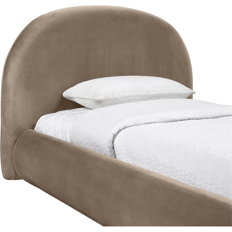 Meridian Furniture Celine Taupe Velvet Upholstered Twin Bed