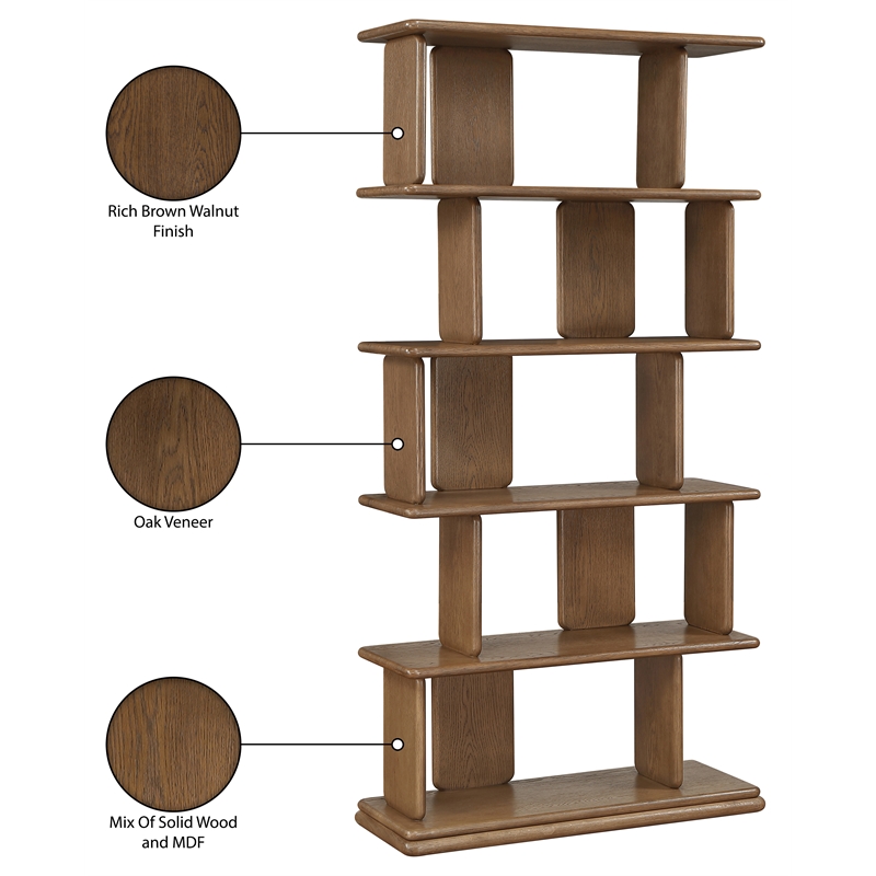 Meridian Furniture Nexa Brown Solid Wood Bookcase