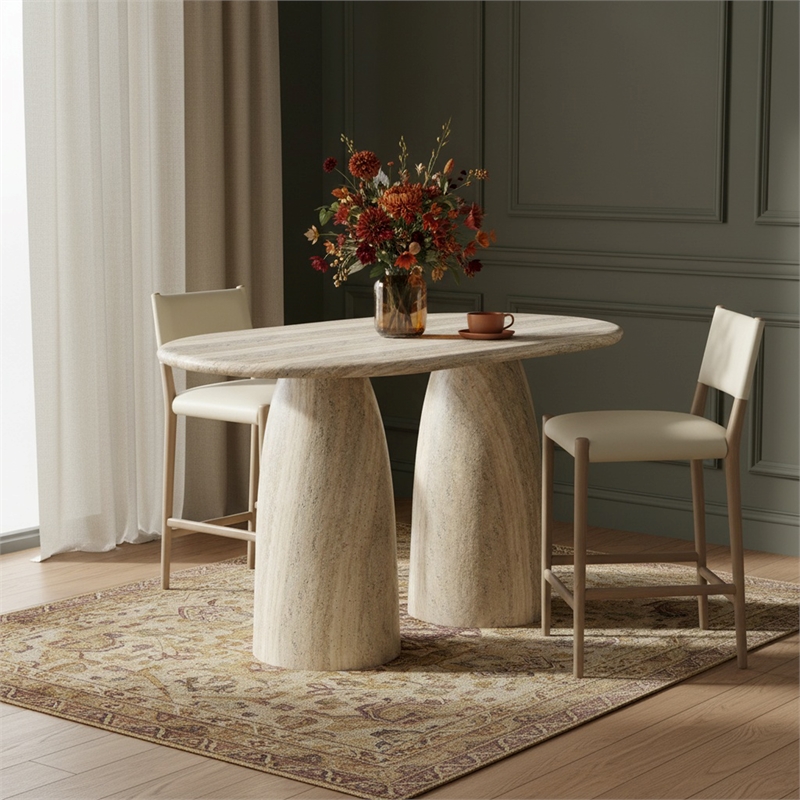 Meridian Furniture Cosenza Travertine Concrete Indoor/Outdoor Counter High Table