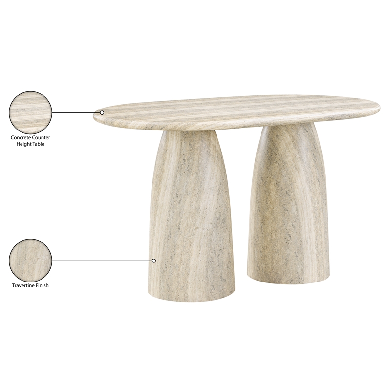 Meridian Furniture Cosenza Travertine Concrete Indoor/Outdoor Counter High Table