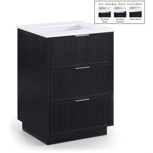 Meridian Furniture Willard 24&quot Black Engineered Stone Bathroom Vanity