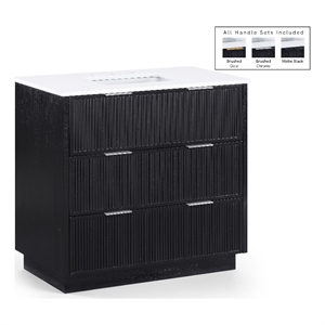 Meridian Furniture Willard 36&quot Black Engineered Stone Bathroom Vanity