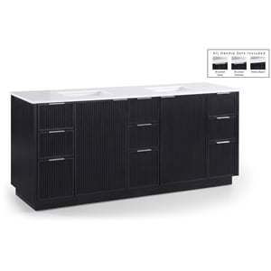 Meridian Furniture Willard 72&quot Black Engineered Stone Bathroom Vanity