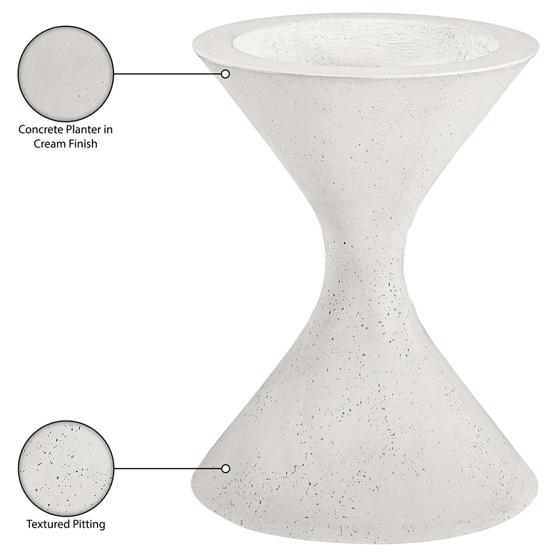 Meridian Furniture Vessa Cream Indoor / Outdoor Concrete Planter