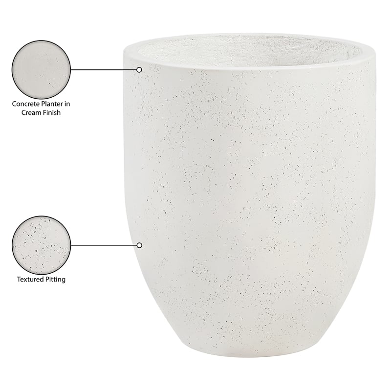 Meridian Furniture Florique Cream Indoor / Outdoor Concrete Planter