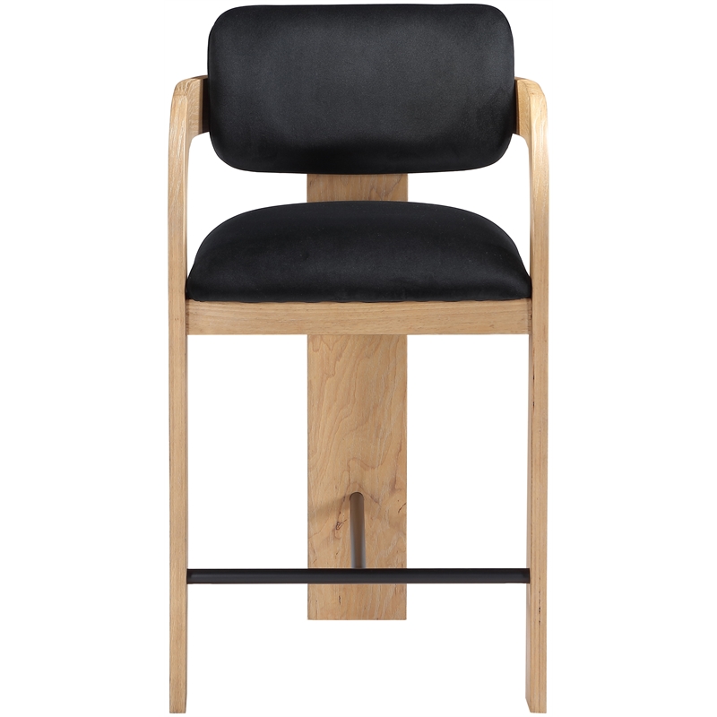 Meridian Furniture Cedra Black Velvet Performance Fabric Counter Stool