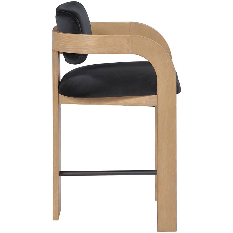 Meridian Furniture Cedra Black Velvet Performance Fabric Counter Stool