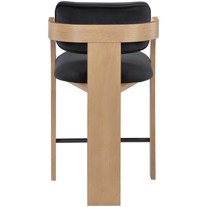 Meridian Furniture Cedra Black Velvet Performance Fabric Counter Stool