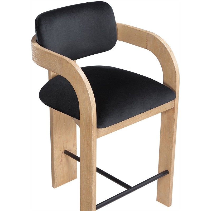 Meridian Furniture Cedra Black Velvet Performance Fabric Counter Stool