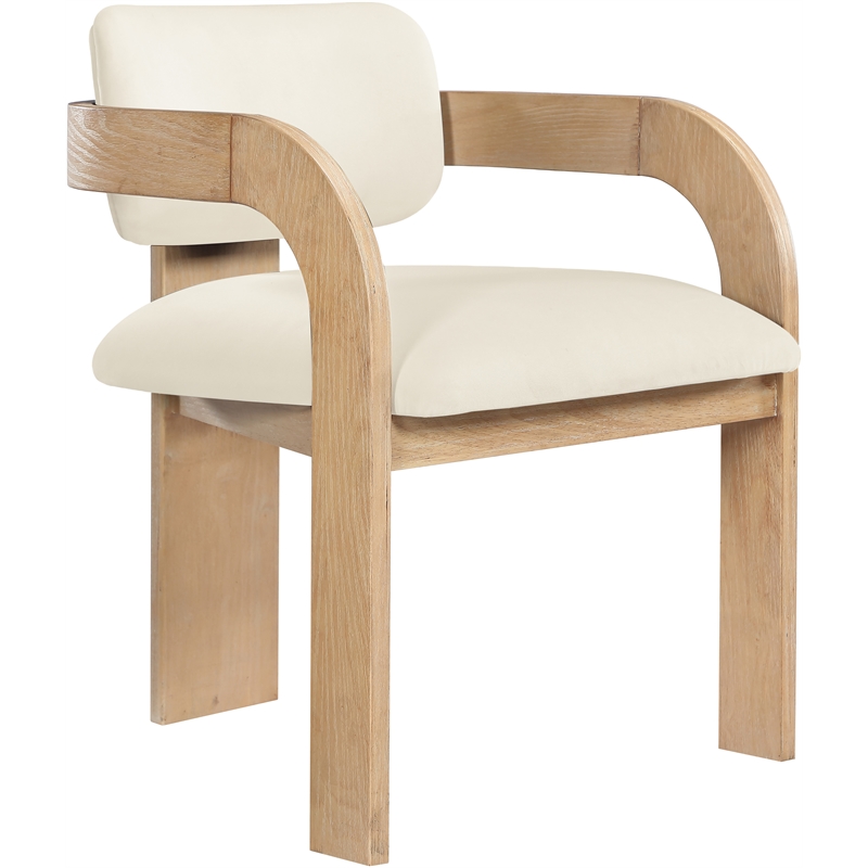 Meridian Furniture Cedra Cream Velvet Performance Fabric Dining Chair (Set of 2)