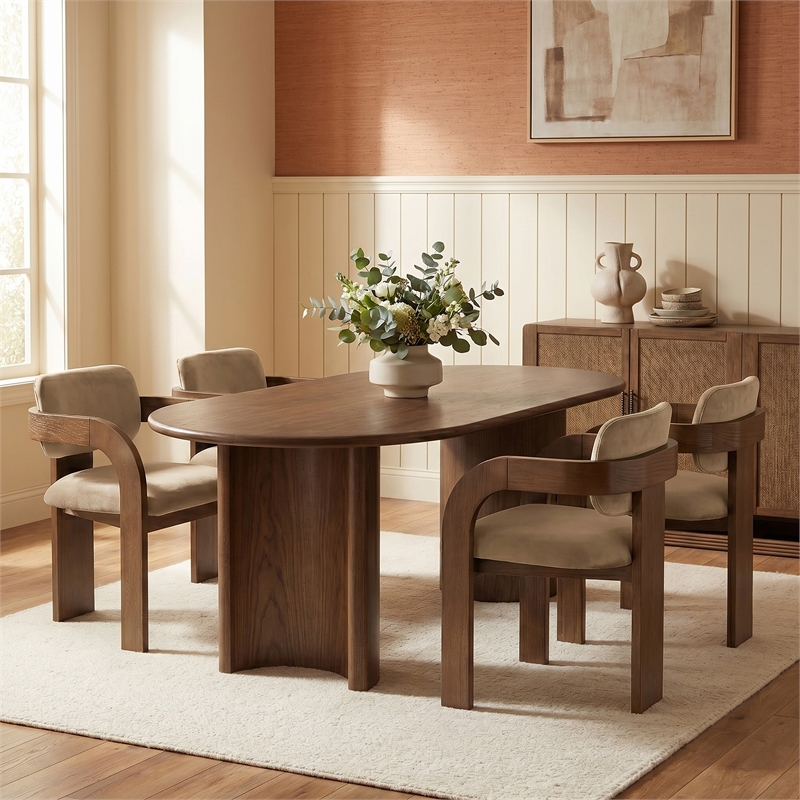 Meridian Furniture Cedra Beige Velvet Performance Fabric Dining Chair (Set of 2)