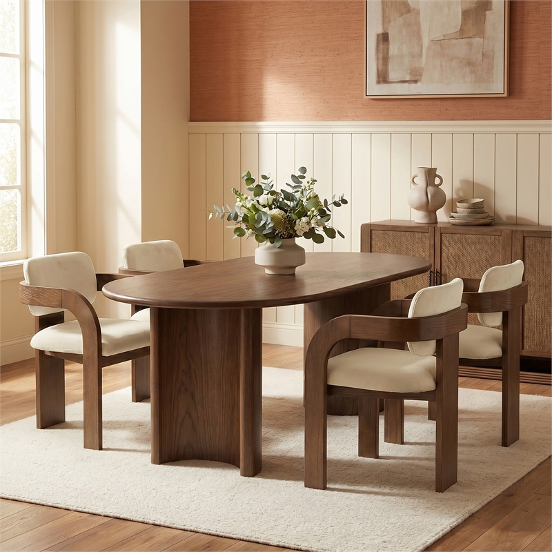 Meridian Furniture Cedra Cream Velvet Performance Fabric Dining Chair (Set of 2)