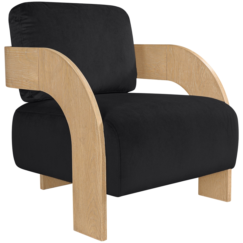 Meridian Furniture Cedra Black Velvet Performance Fabric Accent Chair