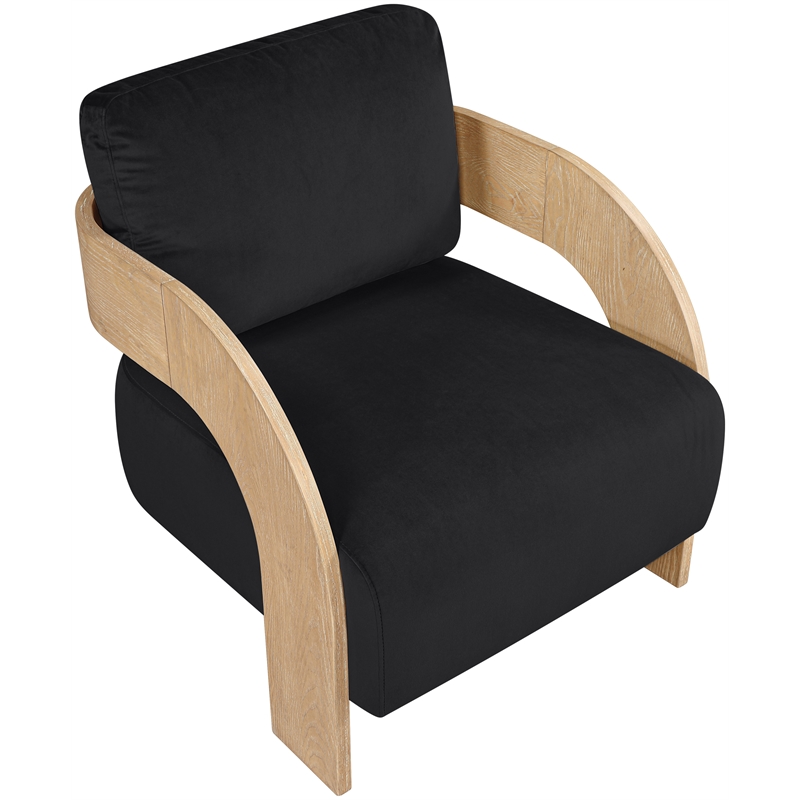 Meridian Furniture Cedra Black Velvet Performance Fabric Accent Chair