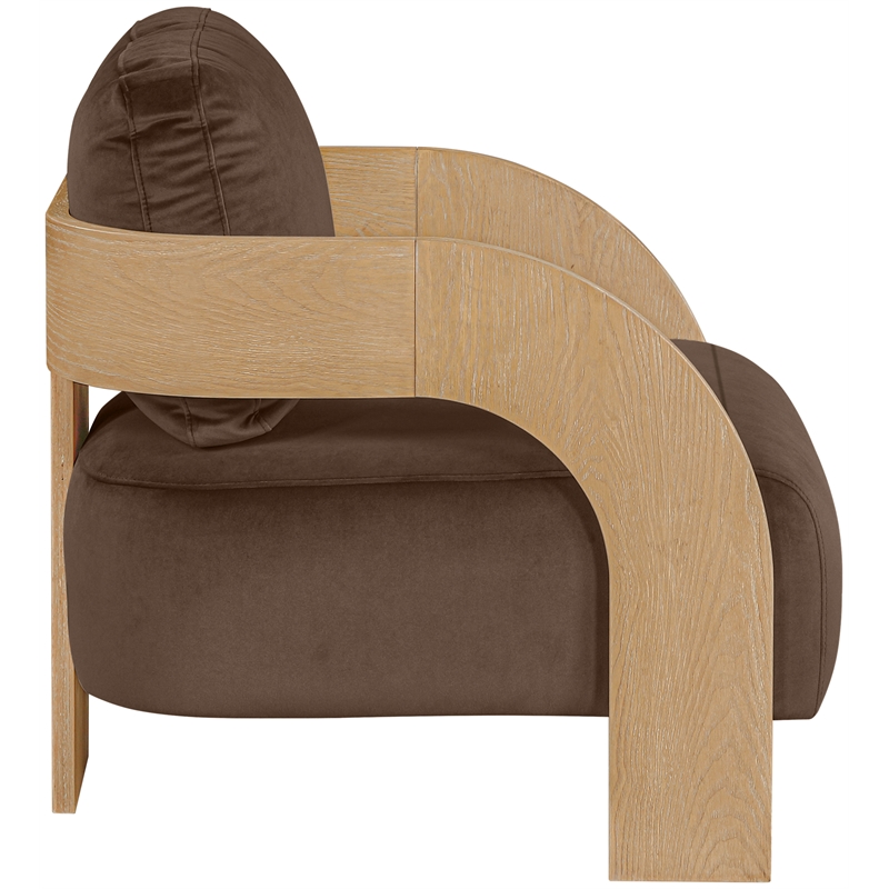 Meridian Furniture Cedra Brown Velvet Performance Fabric Accent Chair
