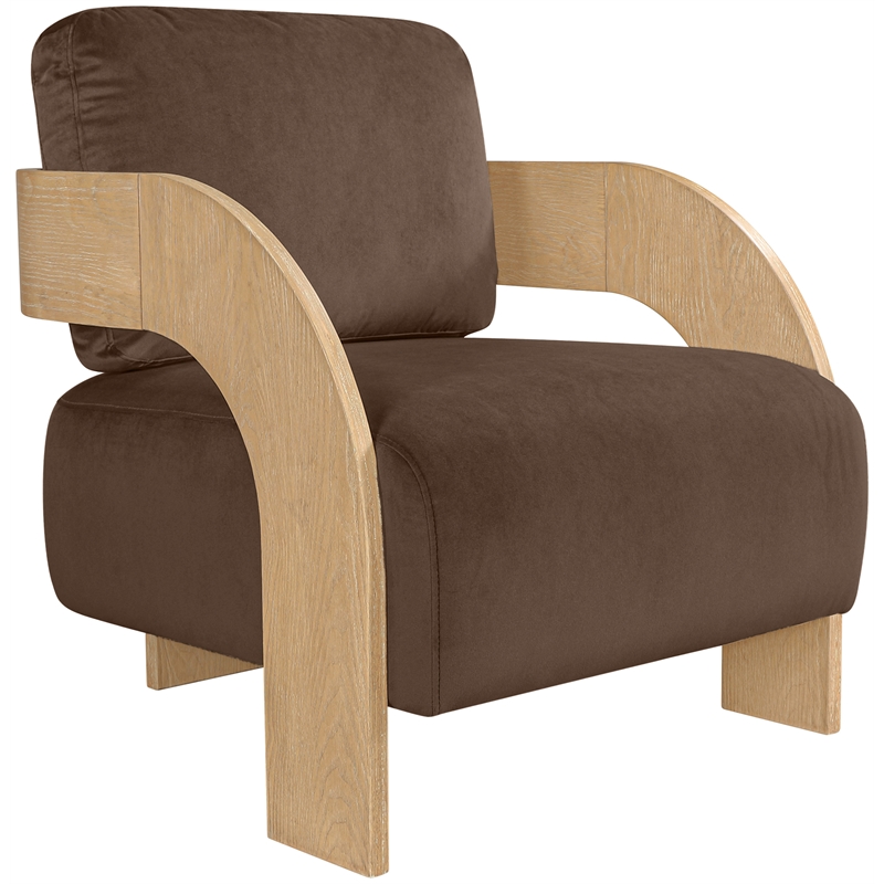 Meridian Furniture Cedra Brown Velvet Performance Fabric Accent Chair