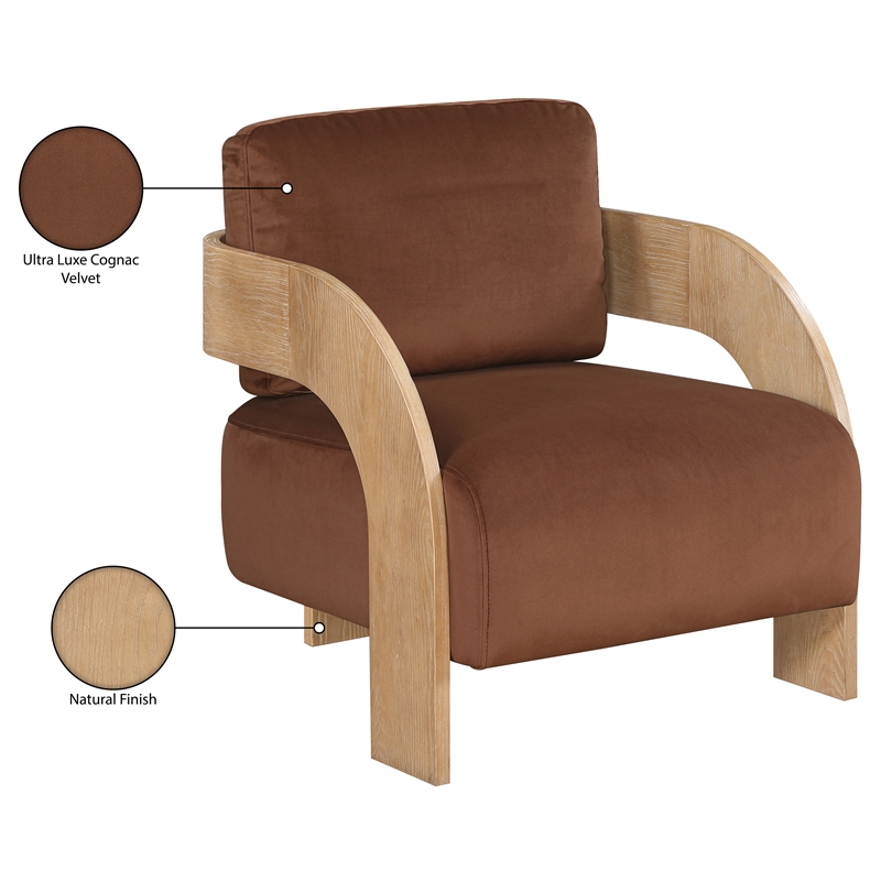 Meridian Furniture Cedra Cognac Velvet Performance Fabric Accent Chair