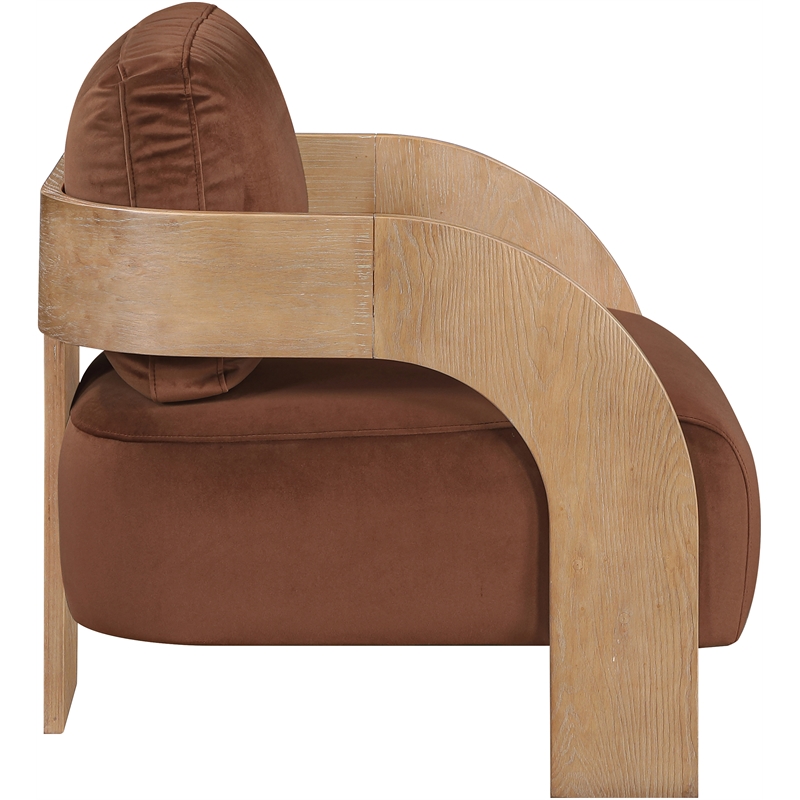 Meridian Furniture Cedra Cognac Velvet Performance Fabric Accent Chair