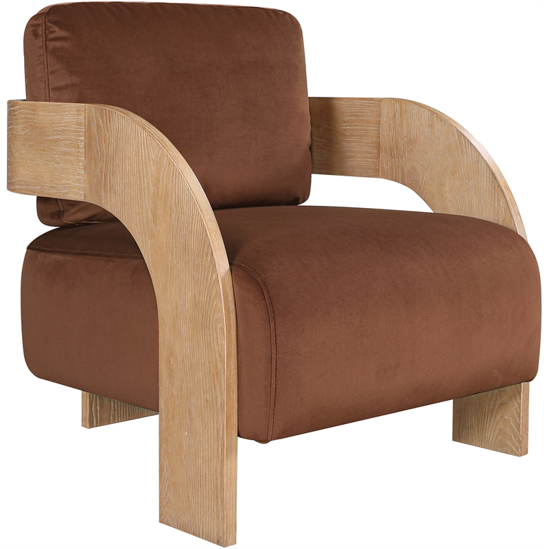 Meridian Furniture Cedra Cognac Velvet Performance Fabric Accent Chair